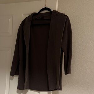 Quince Organic Cotton Knit Blazer Heather Brown